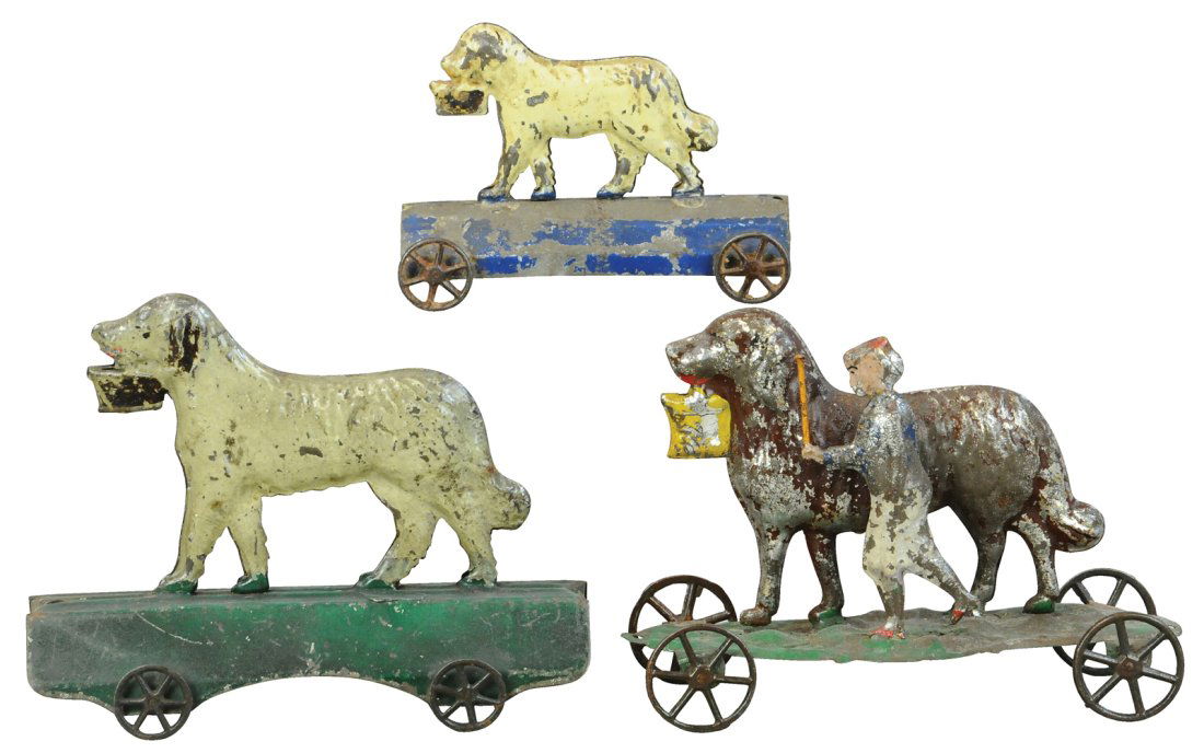 THREE EARLY AMERICAN TIN DOG TOYS (1 of 4)