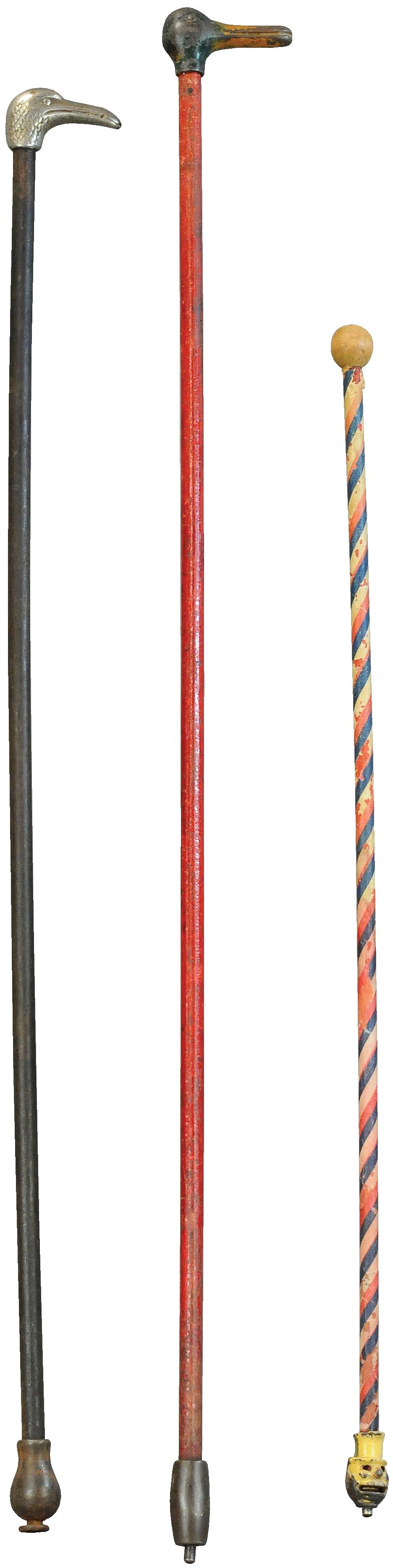 THREE FIGURAL CAP BOMB WALKING STICKS (1 of 4)