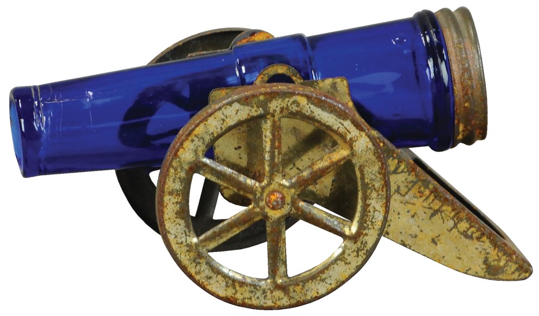 COBALT BLUE GLASS CANON CANDY CONTAINER (1 of 3)