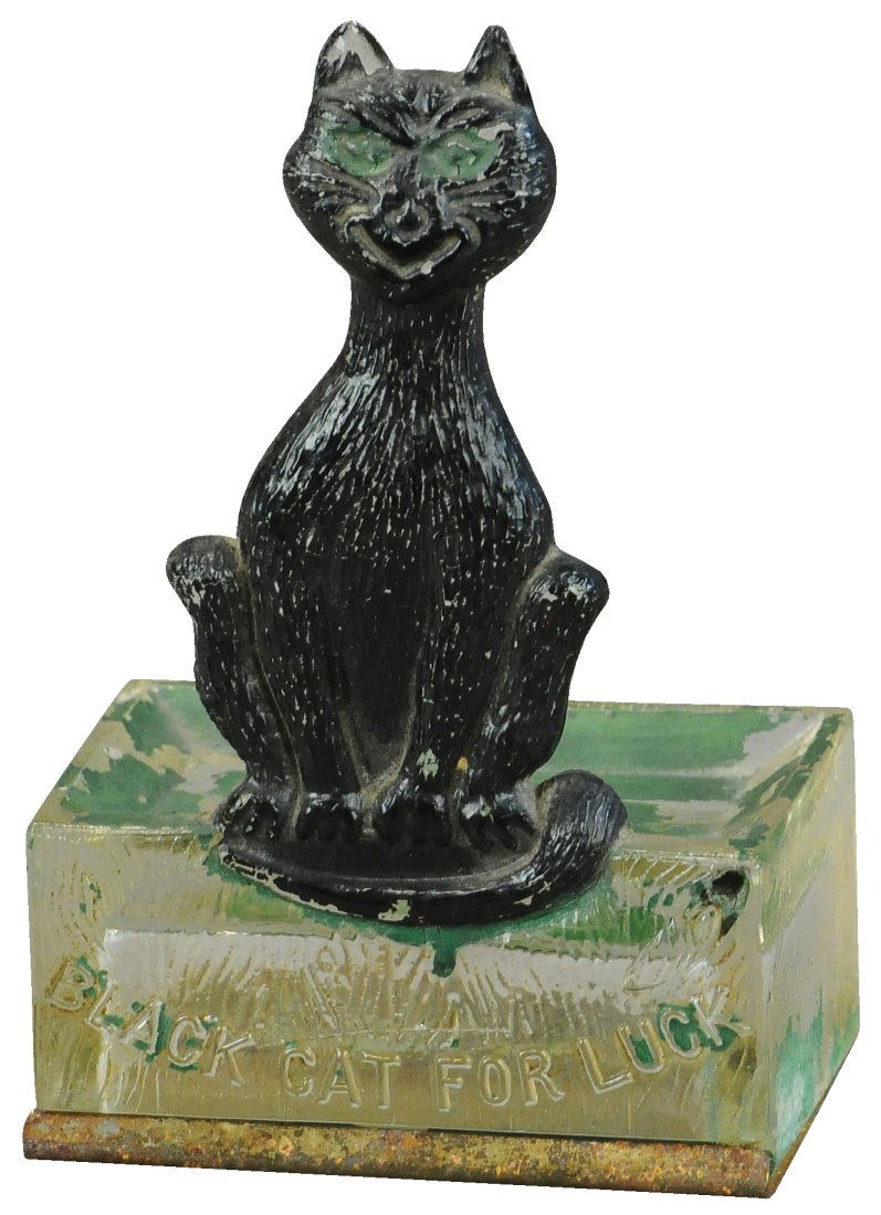 BLACK CAT FOR LUCK GLASS CANDY CONTAINER (1 of 3)