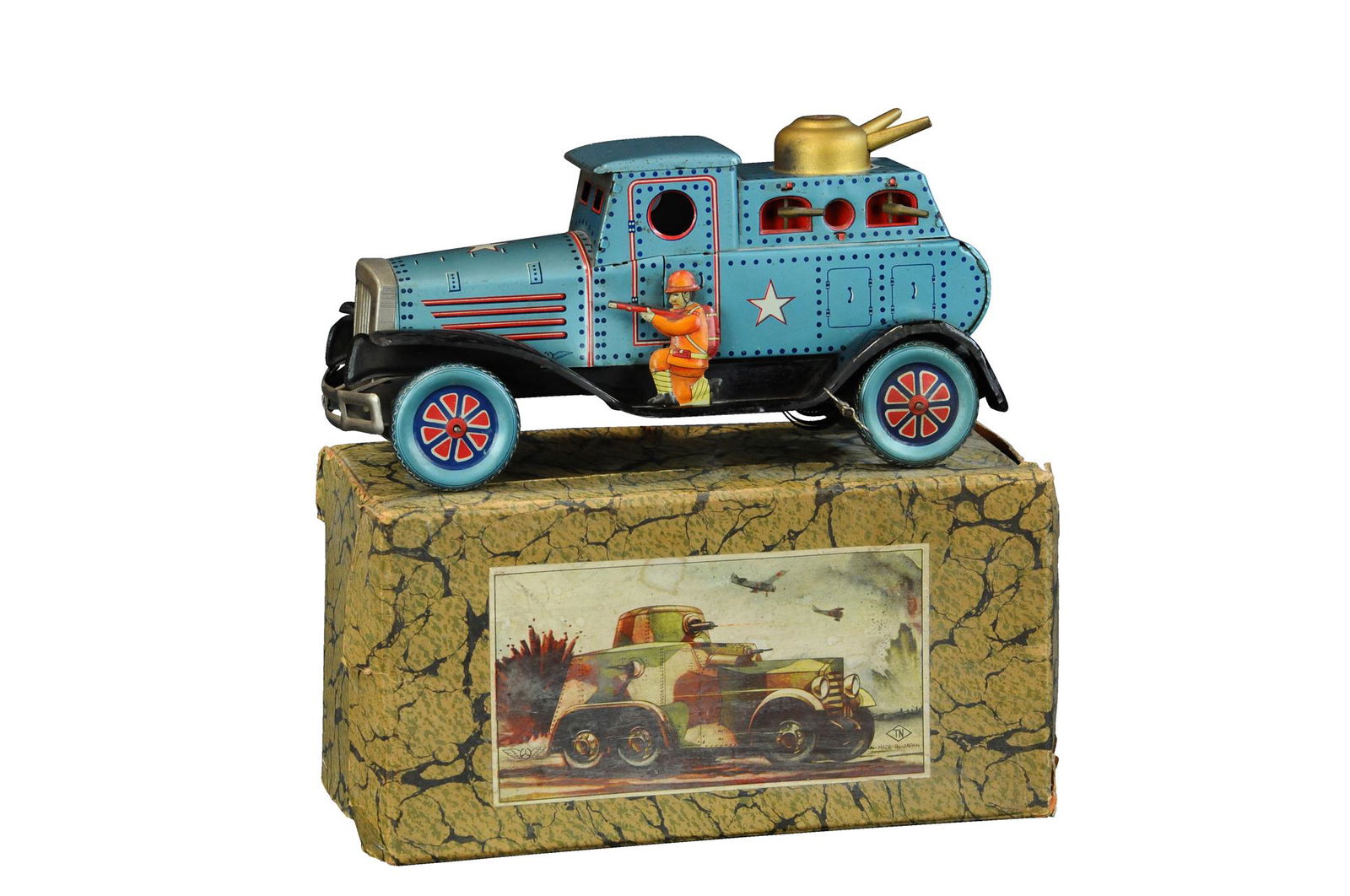 BOXED PRE-WAR JAPAN ARMOURED CAR (1 of 4)
