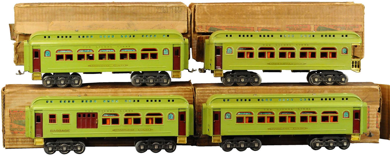 LIONEL APPLE GREEN #419 SERIES PASSENGER CARS (1 of 4)