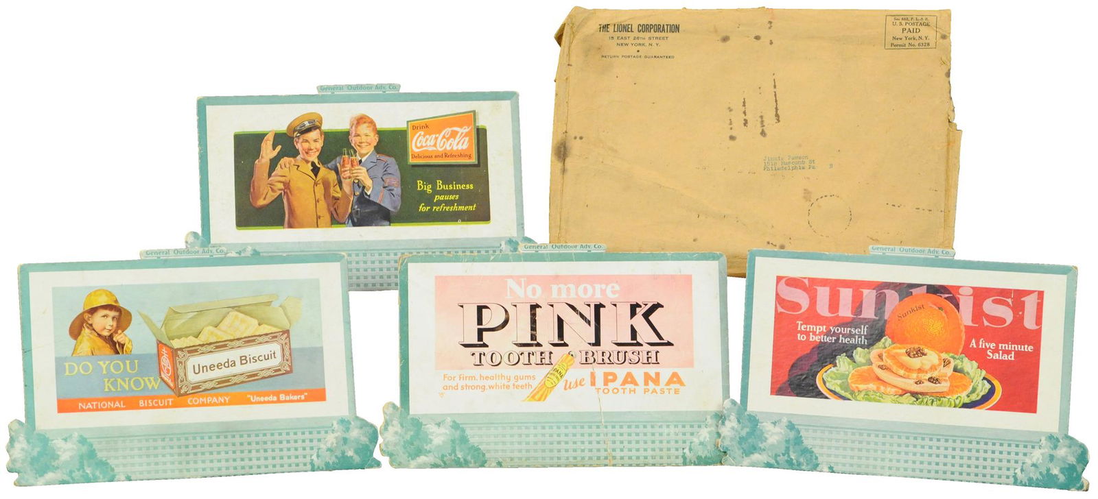 LIONEL UNCATALOGED BILLBOARDS IN ORIGINAL MAILER (1 of 5)