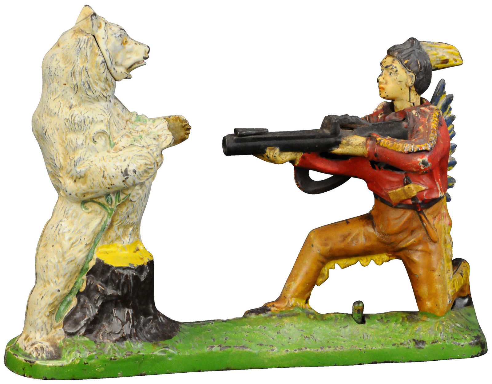 INDIAN SHOOTING BEAR MECHANICAL BANK (1 of 4)