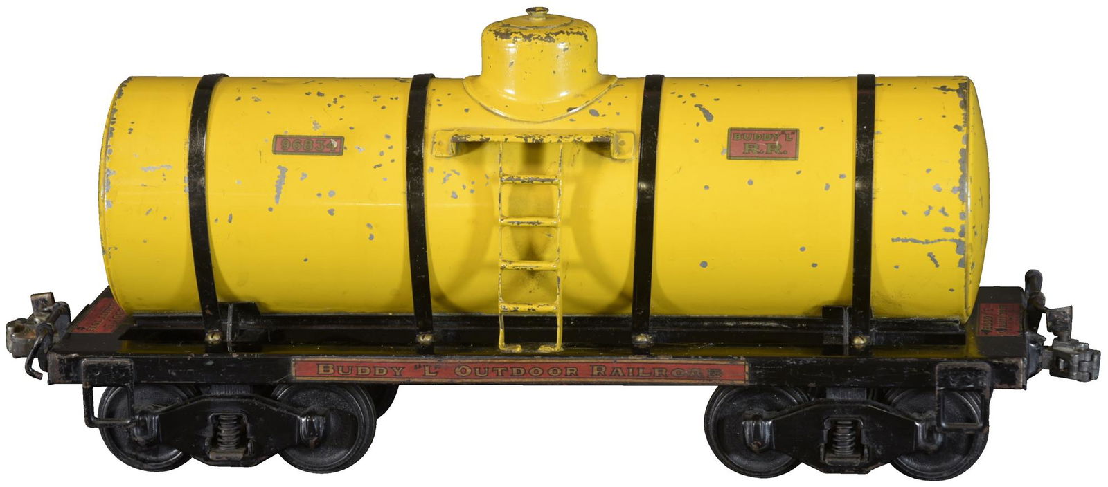 BUDDY L OUTDOOR RR YELLOW TANK CAR (1 of 3)
