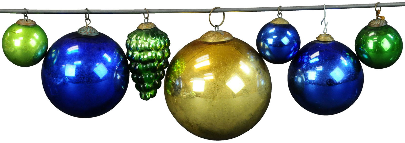 SEVEN ASSORTED GLASS KUGELS (1 of 2)