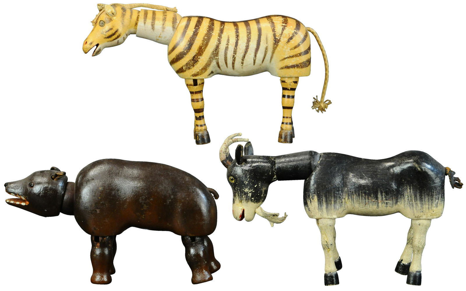 SCHOENHUT BILLY GOAT W/ ZEBRA & BEAR (1 of 4)