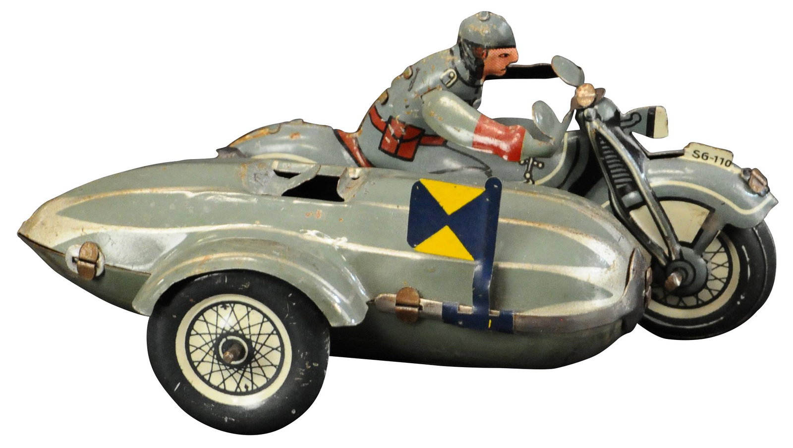 GUNTHERMANN WIND-UP MOTORCYCLE W/ SIDECAR (1 of 4)