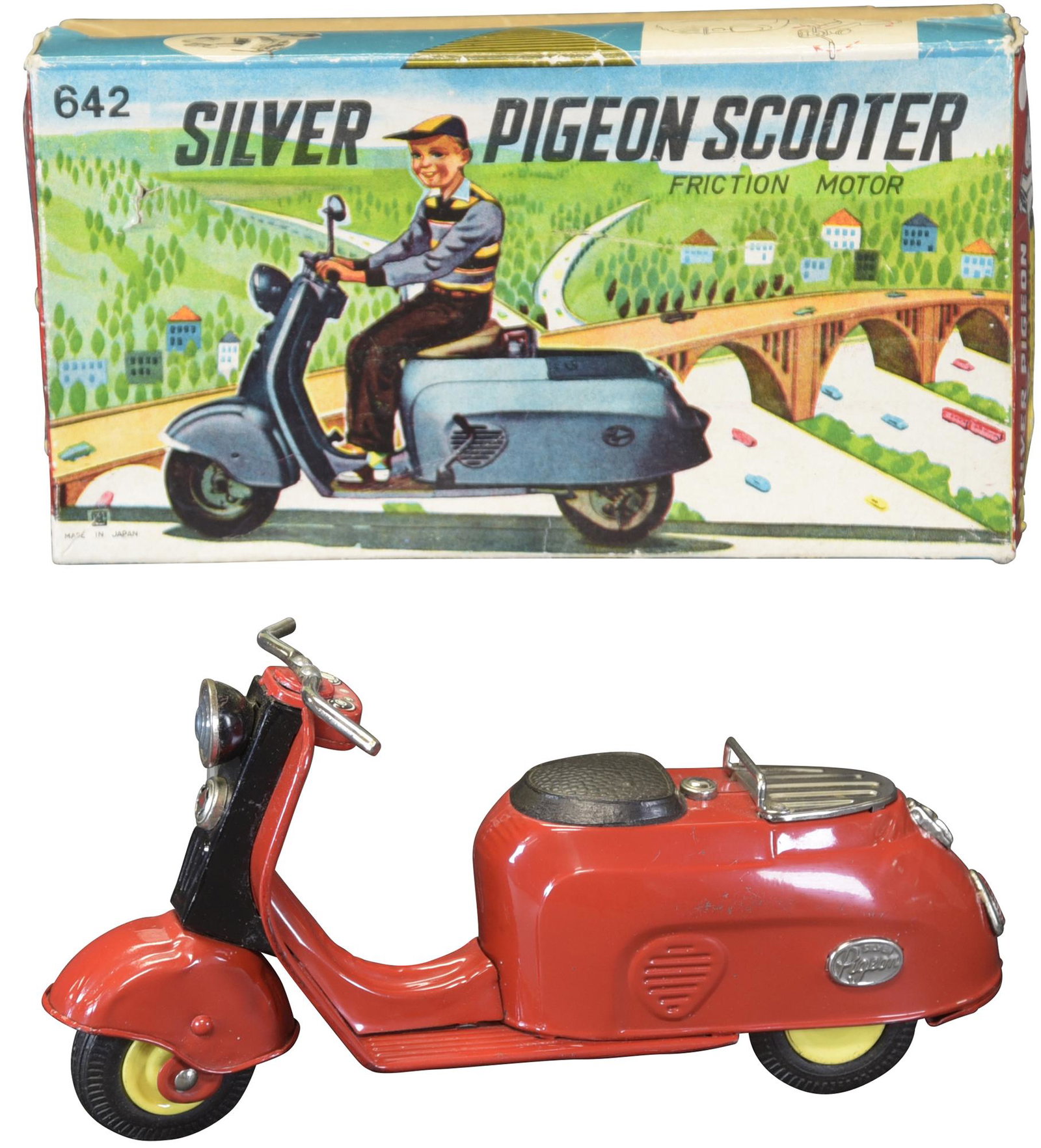 BOXED JAPANESE SILVER PIGEON SCOOTER (1 of 4)