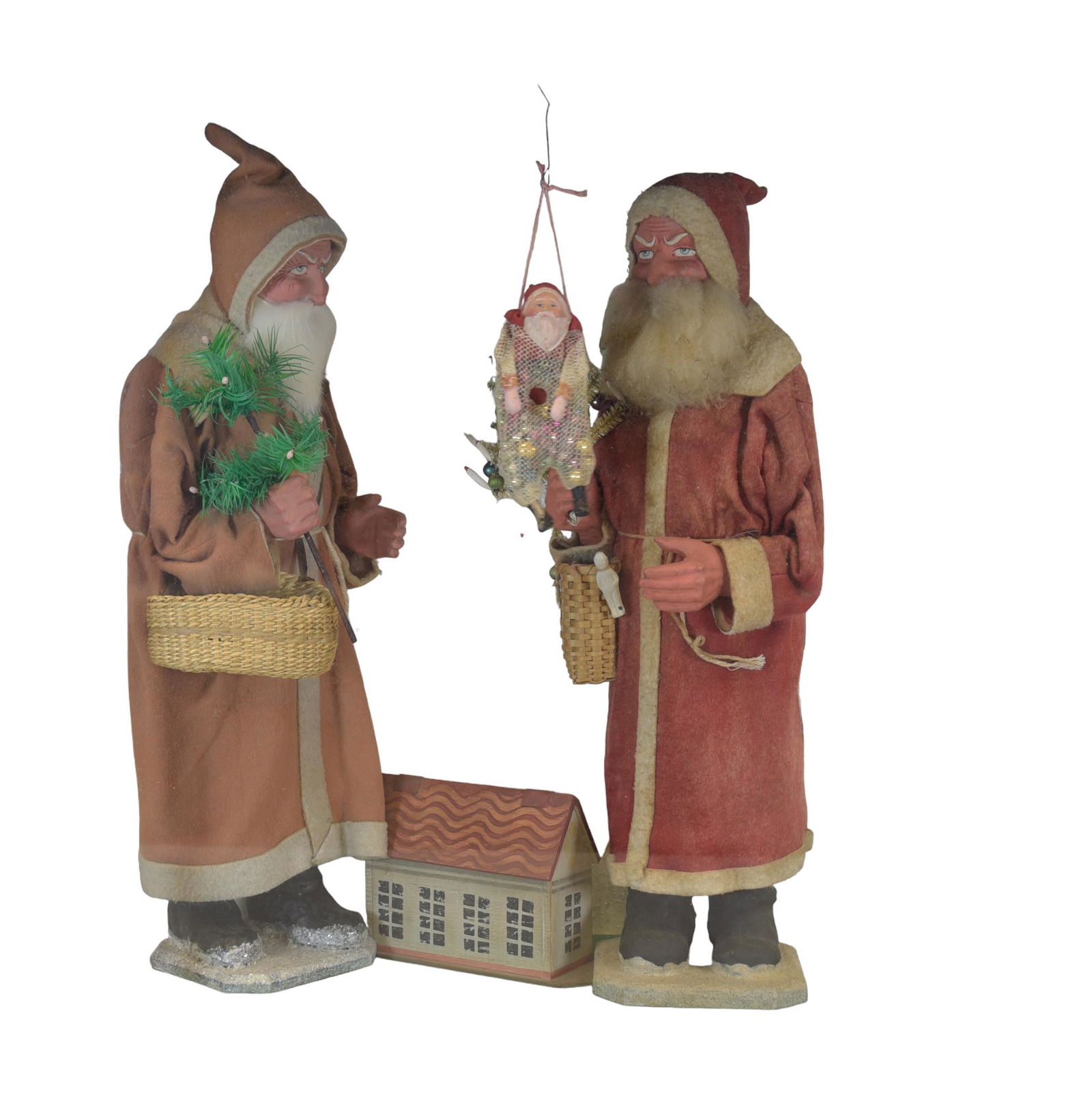 DISPLAY CASE WITH TWO SANTA'S (1 of 6)
