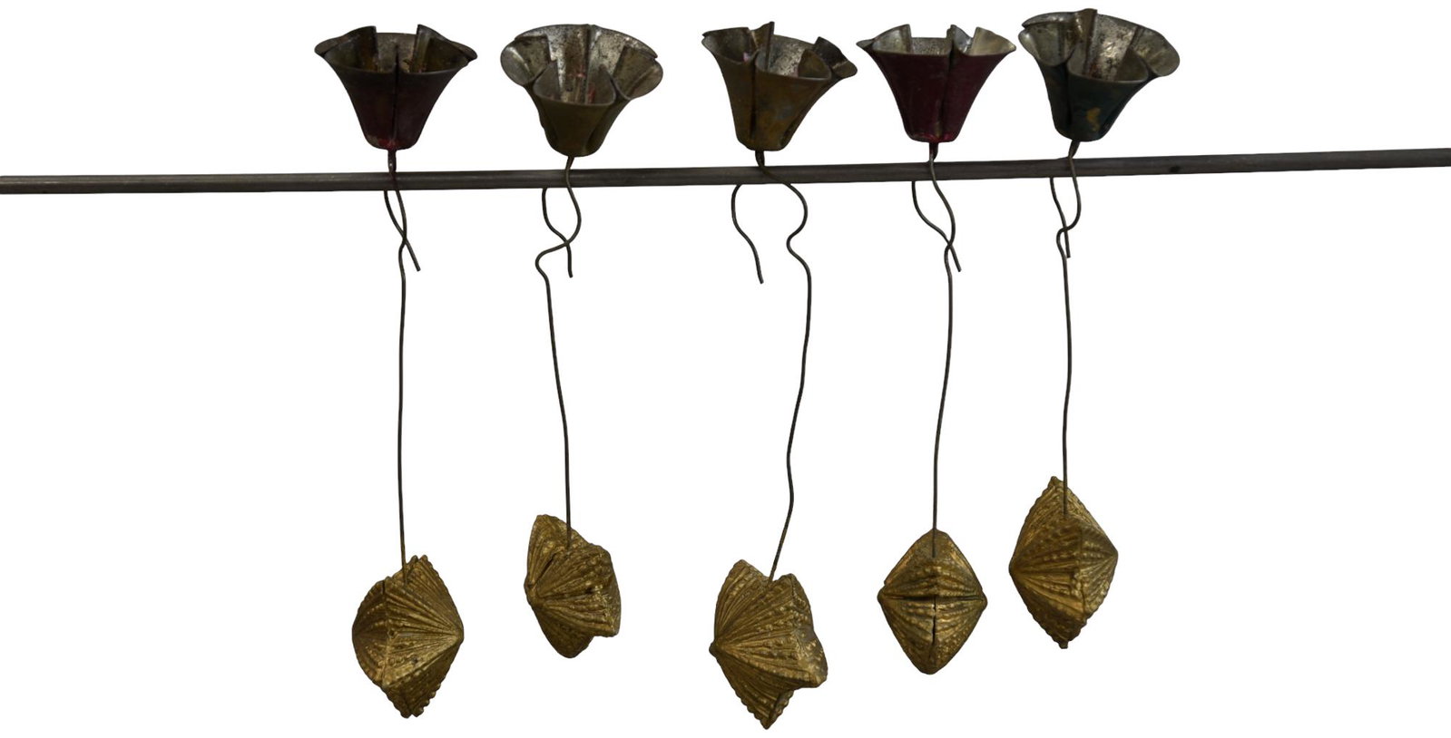 FIVE GOLD STAR CANDLE HOLDERS: 215. FIVE GOLD STAR CANDLE HOLDERS | 5" h. | (Pristine Condition) | $200 - $400
