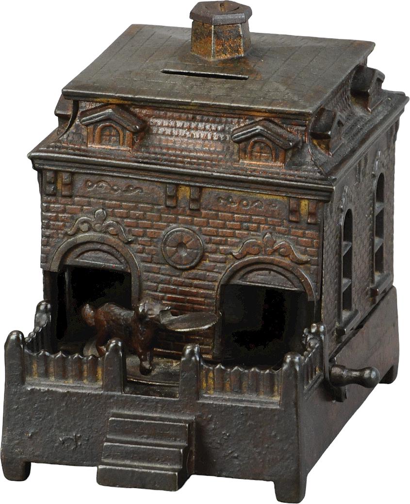 DOG ON TURNTABLE MECHANICAL BANK (1 of 5)