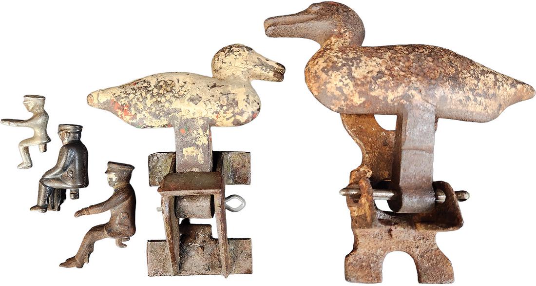 TWO IRON DUCK SHOOTING TARGETS W/ FIGURES (1 of 5)