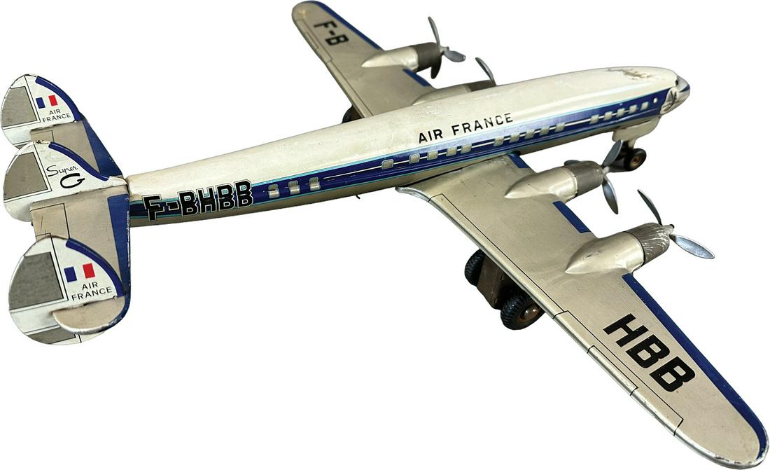 JOUSTRA FRANCE SUPER G AIRPLANE: 31. JOUSTRA FRANCE SUPER G AIRPLANE | France. Wind-up | 19.5" wingspan. | (Excellent Condition) | $200 - $400