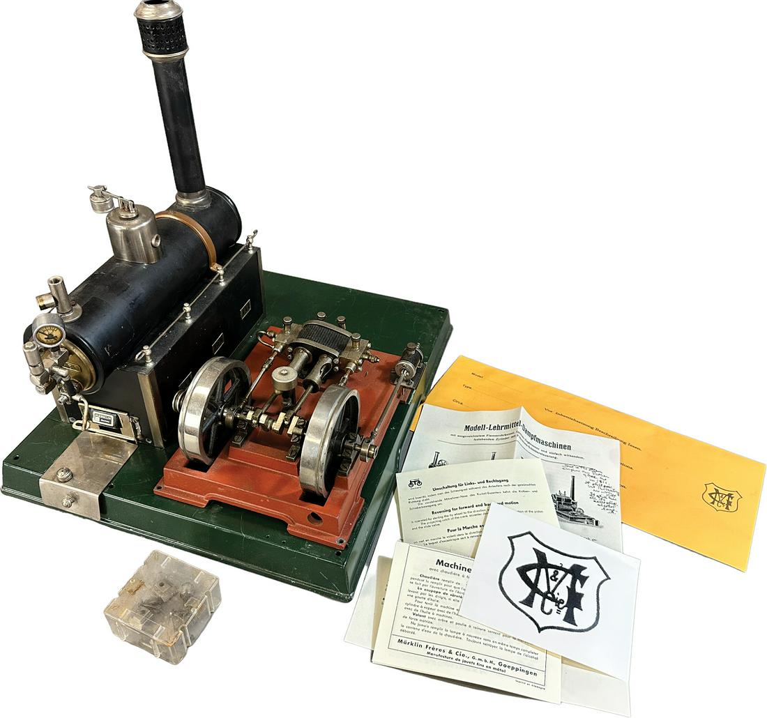 MARKLIN STEAM PLANT W/ DYNAMO & WATER PUMP: 118. MARKLIN STEAM PLANT W/ DYNAMO & WATER PUMP | Germany | 14" x 16" | Restored, part disassembled, (Very Good to Excellent Condition) | $300 - $600