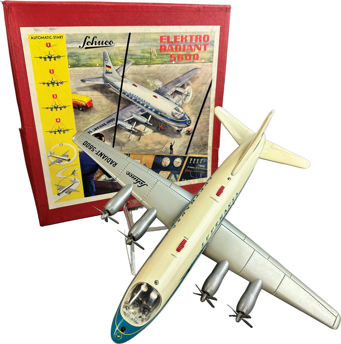 BOXED SCHUCO ELEKTRO RADIANT 5600: 137. BOXED SCHUCO ELEKTRO RADIANT 5600 | Japan | 18.5" wingspan. | Some splits on lid and side flaps, toy (Pristine Condition) | $200 - $400