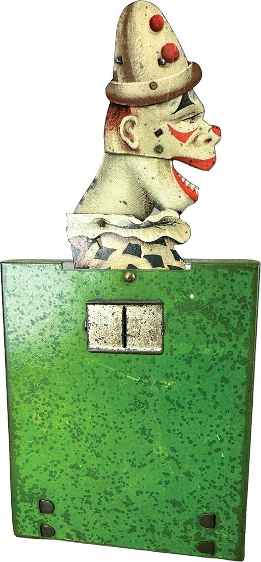 GEORG FRIEDRICH LUTTIKE LAUGHING CLOWN: 157. GEORG FRIEDRICH LUTTIKE LAUGHING CLOWN | Germany. Hard to find all original. Wind-up causes complicated motion of head going up and down in a laughing manner with multiple hinge points | 7" h. | 