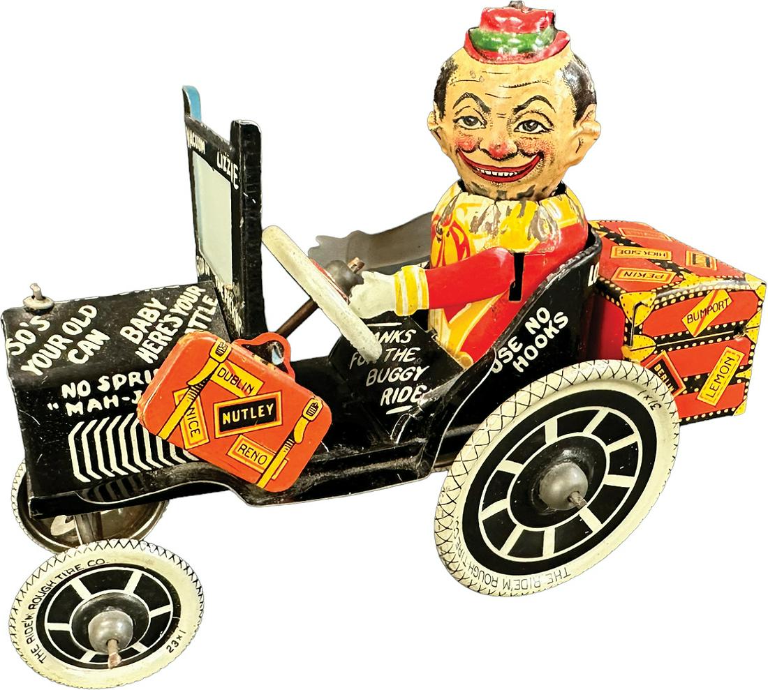 MARX JOY RIDER CRAZY CAR: 335. MARX JOY RIDER CRAZY CAR | USA. Wind-up causes toy to roll forward | 7" l. | (Very Good to Excellent Condition) | $125 - $250