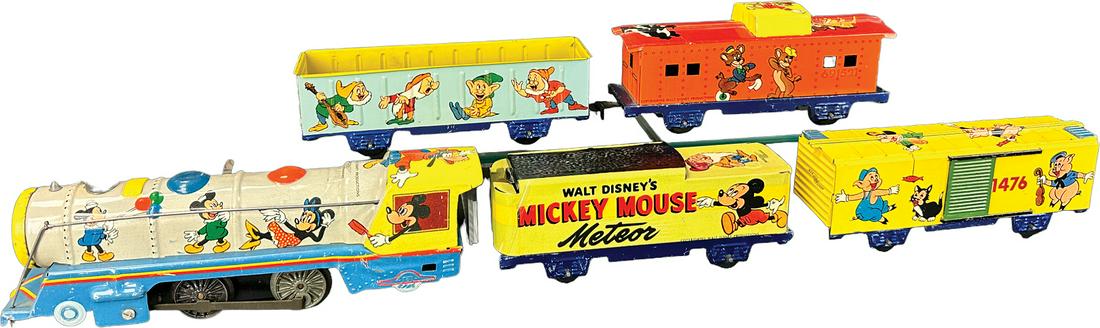 MARX DISNEY METEOR TRAIN: 365. MARX DISNEY METEOR TRAIN | USA. Wind-up causes toy to roll forward | Loco 10.5" l. | (Excellent Condition) | $300 - $600