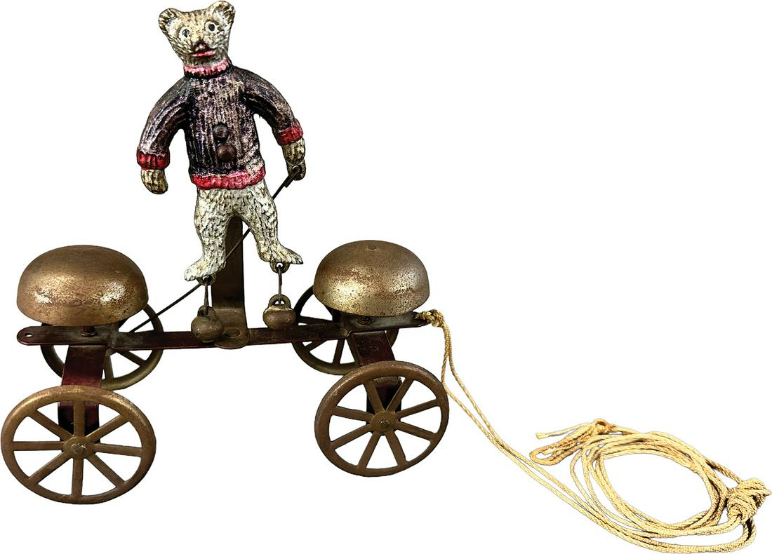 GONG BELL TEDDY BEAR BELL RINGER: 449. GONG BELL TEDDY BEAR BELL RINGER | USA | 6" l. | (Excellent Condition) | $250 - $500