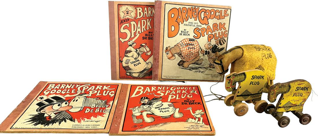 BARNEY GOOGLE & SPARK PLUG GROUP LOT: 478. BARNEY GOOGLE & SPARK PLUG GROUP LOT | Book 10" w. | Two books has torn pages, one crease folded in half, overall (Very Good Condition) | $150 - $300