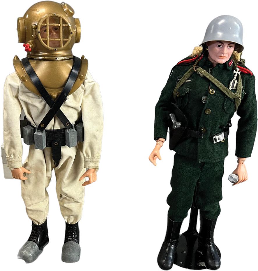 HASBRO GI JOE FIGURES: 1077. HASBRO GI JOE FIGURES | German Nazi uniform and scuba diver with accessories. | 11.5" h. | (Excellent Condition) | $300 - $600