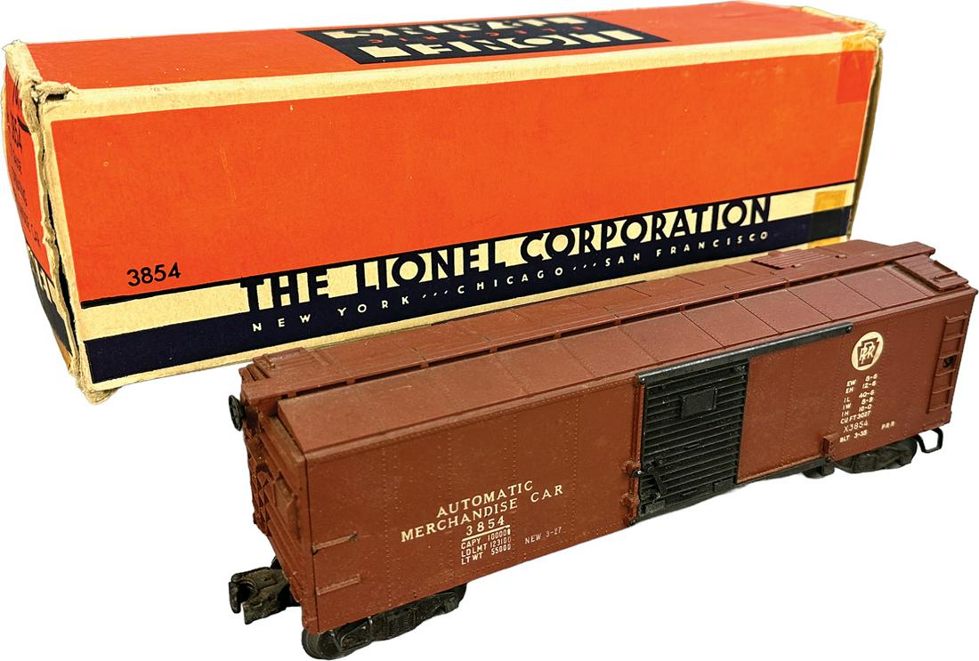 BOXED LIONEL POST WAR NO. 3854 OPERATING CAR (1 of 2)
