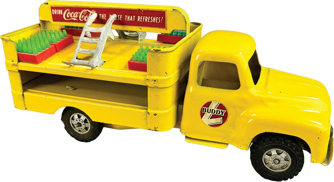BUDDY L COCA COLA DELIVERY TRUCK: 1312. BUDDY L COCA COLA DELIVERY TRUCK | USA | 14.5" l. | Minor play ware, otherwise (Excellent Condition) | $150 - $300