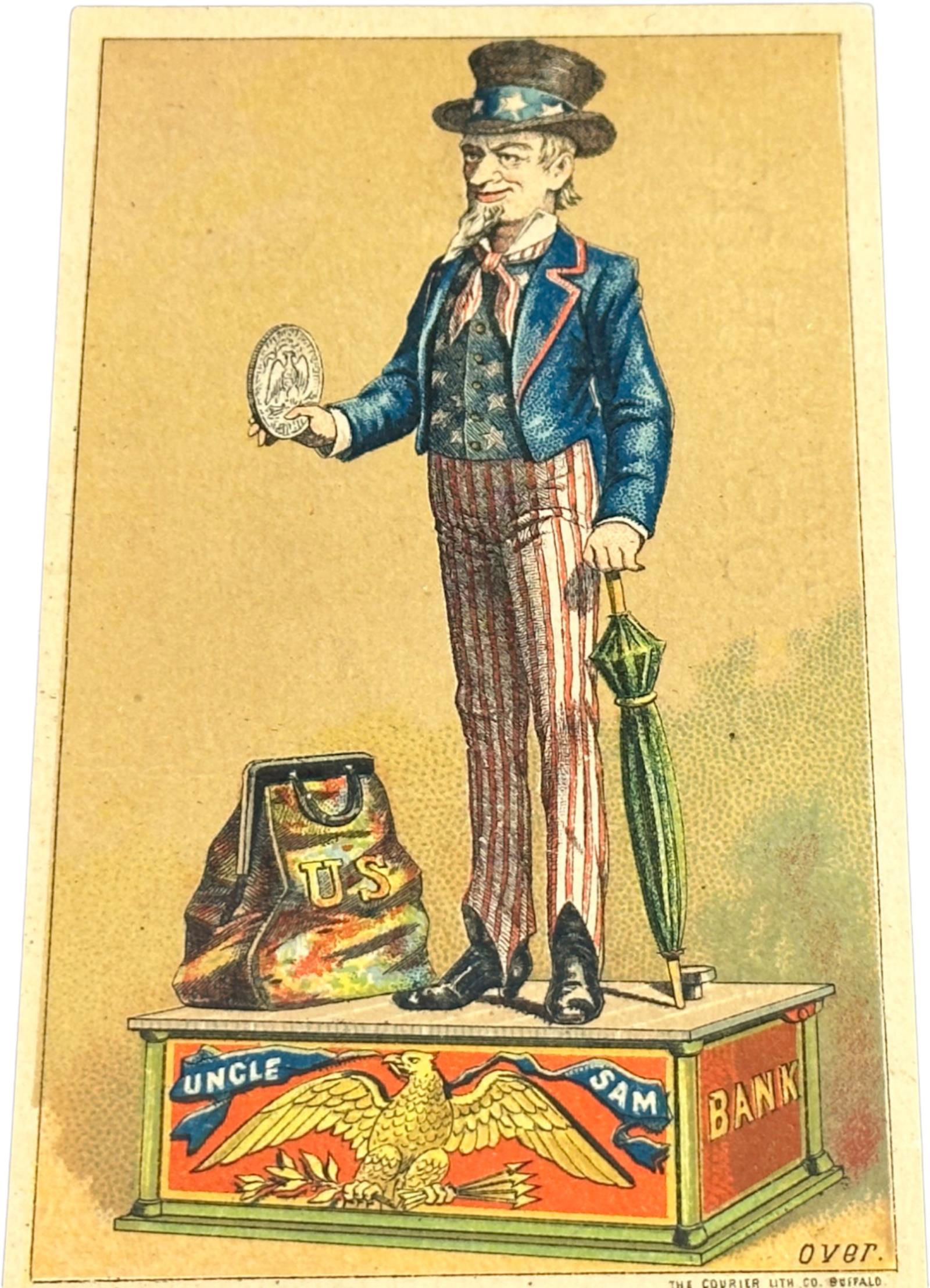 UNCLE SAM MECHANICAL BANK TRADE CARD (1 of 4)