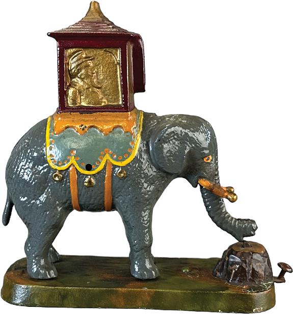 ELEPHANT HOWDAH - LOCKED MECHANICAL BANK (1 of 7)