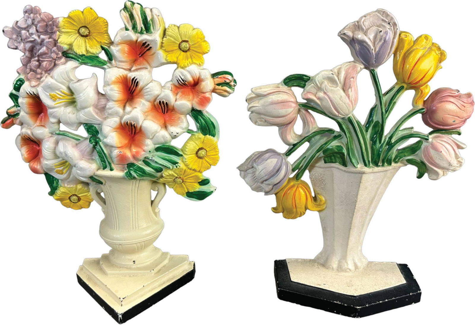 HUBLEY TULIPS & GLADIOLAS DOORSTOPS: 1360. HUBLEY TULIPS & GLADIOLAS DOORSTOPS | 10.25" h. | (Near Mint Condition) | $250 - $500