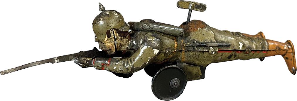 GUNTHERMANN CRAWLING SOLDIER: 232. GUNTHERMANN CRAWLING SOLDIER | 11" l. | (Very Good to Excellent Condition) | $500 - $750