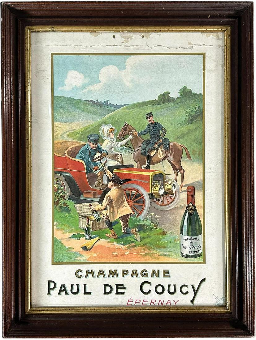 FRAMED PAUL DE COUEY CHAMPAGNE ADVERTISING POSTER (1 of 4)