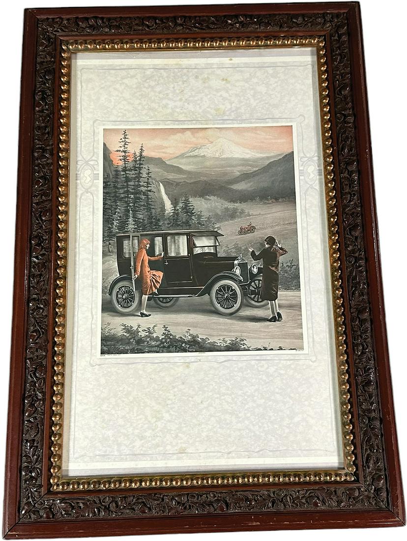 FRAMED MODEL T FORD BLANK ADVERTISING POSTER (1 of 3)