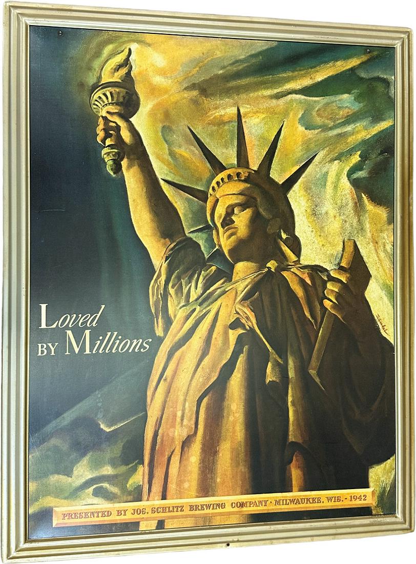 1942 SCHLITZ BREWING CO. SELF FRAMED TIN SIGN (1 of 6)