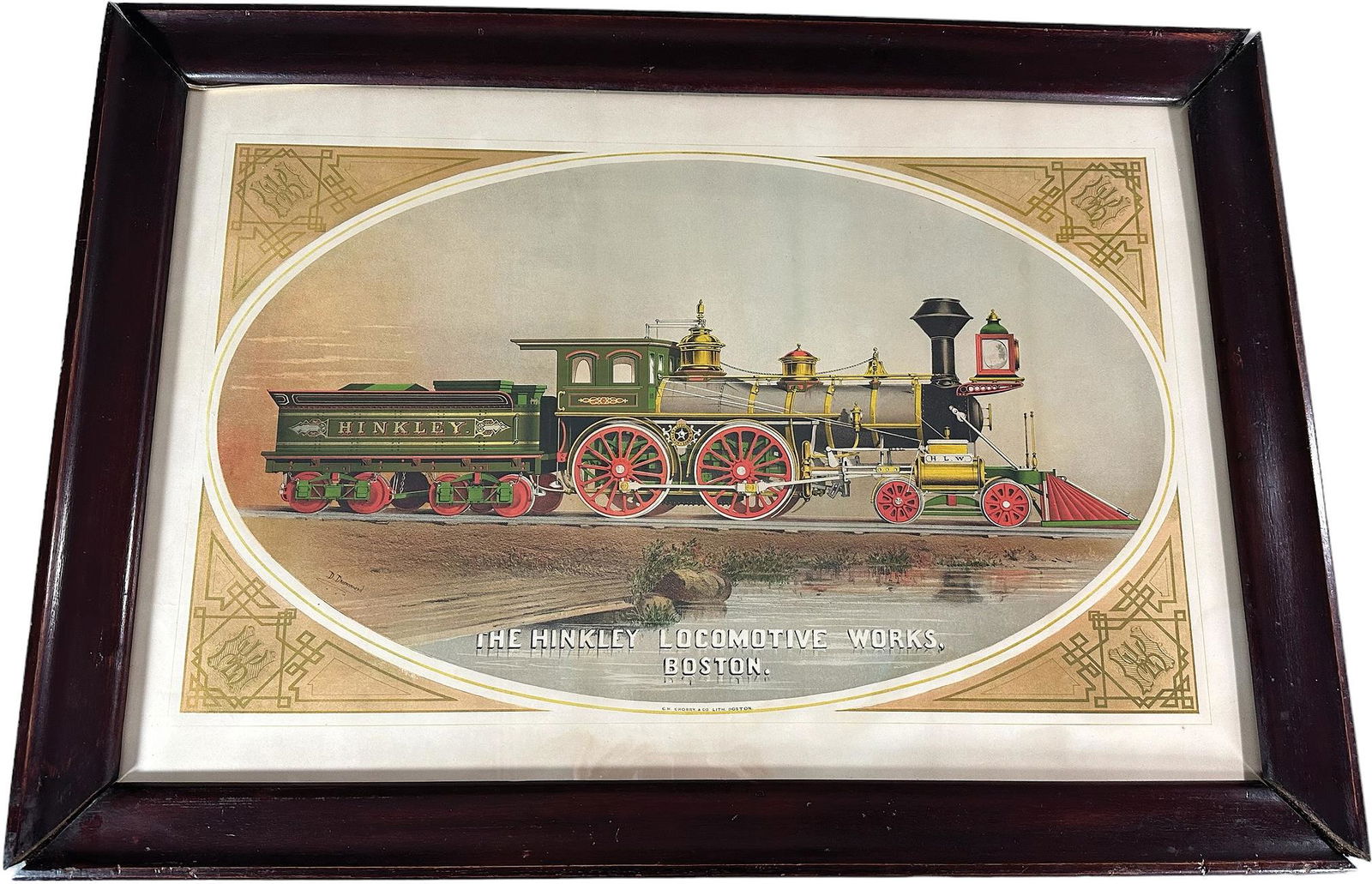 FRAMED THE HINKLEY LOCOMOTIVE COLOR ENGRAVING (1 of 7)