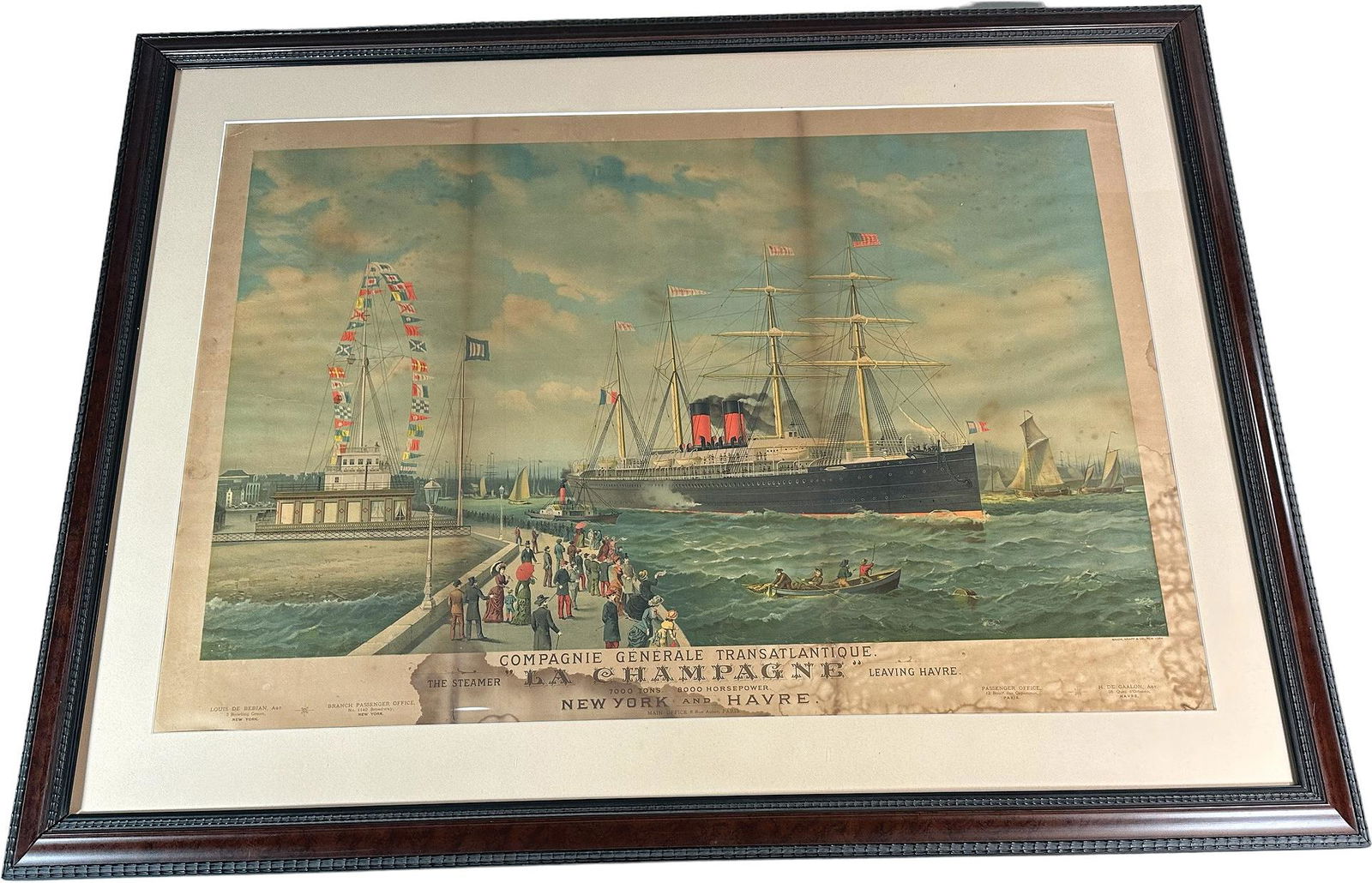 FRAMED LA CHAMPAGNE STEAMSHIP ADVERTISING POSTER (1 of 6)