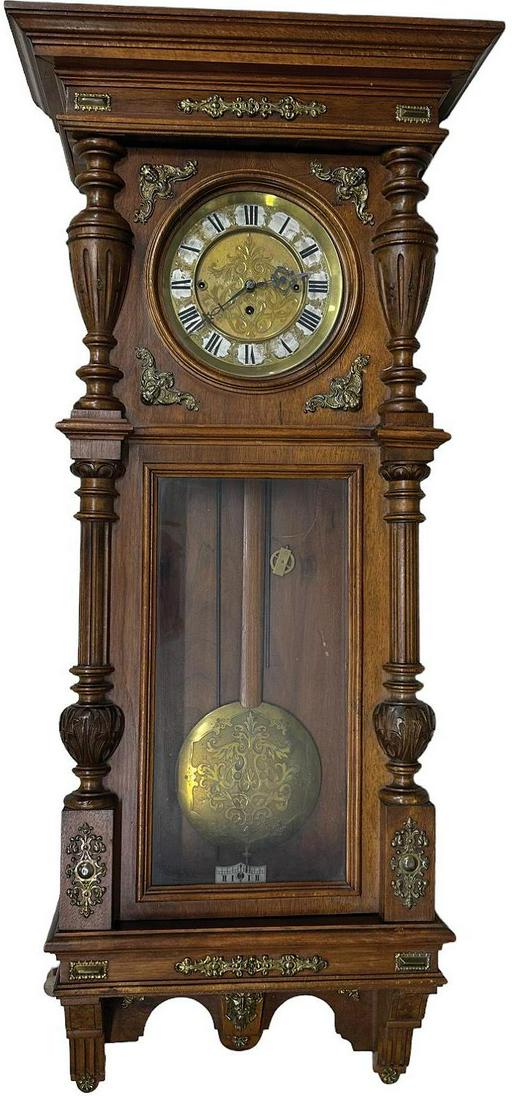 LARGE EUROPEAN WOODEN WALL CLOCK (1 of 8)