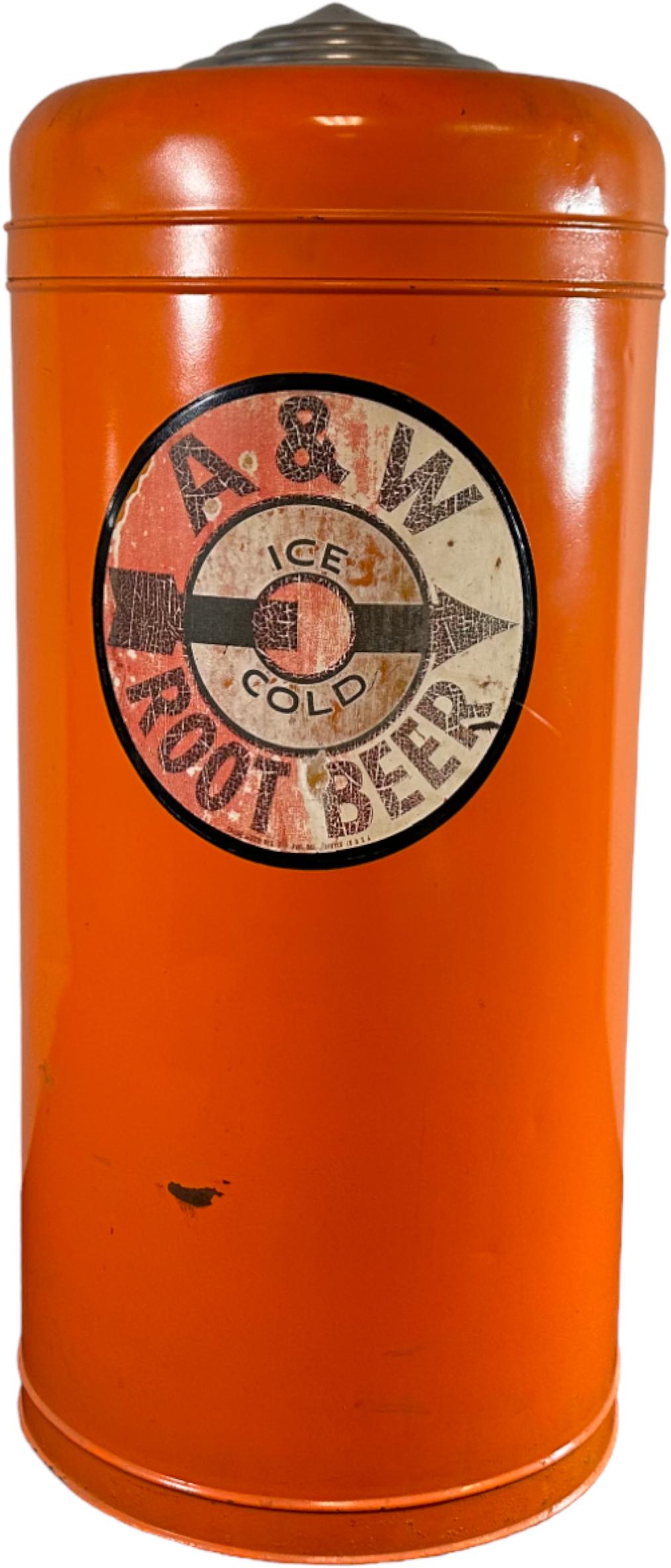 A&W ROOT BEER DISPOSAL CONTAINER: 441. A&W ROOT BEER DISPOSAL CONTAINER | 34" h. | (Very Good Condition) | $200 - $300