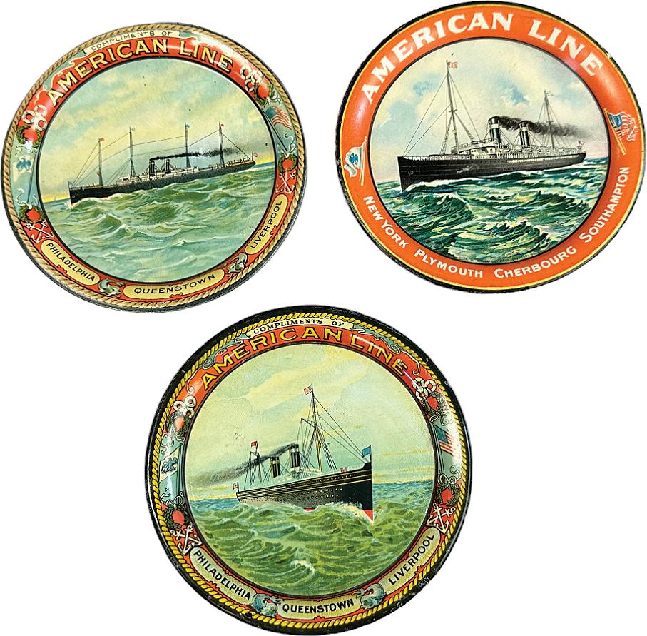 THREE AMERICAN LINE STEAMSHIP: 497. THREE AMERICAN LINE STEAMSHIP | 4.5" w. | (Excellent Condition) | $200 - $400