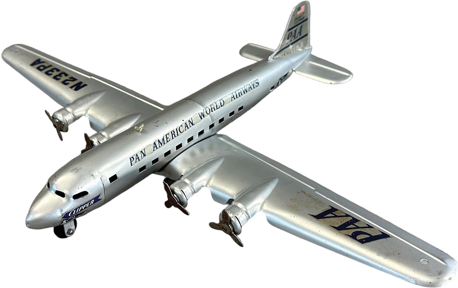 CHARLMAR CO. SUPER-7 CLIPPER AIRPLANE: 1343. CHARLMAR CO. SUPER-7 CLIPPER AIRPLANE | Wingspan 17.5" l. | (Excellent to Pristine Condition) | $100 - $200