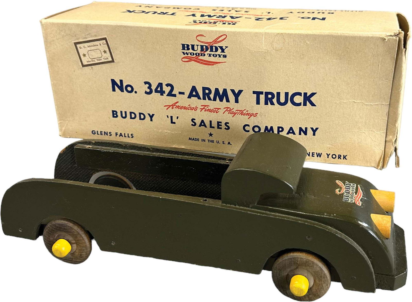 BOXED BUDDY L WOOD ARMY TRUCK (1 of 3)