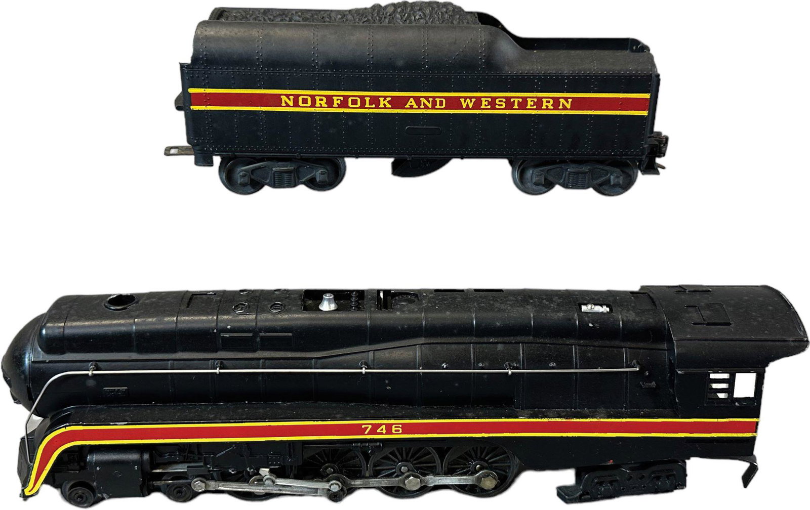POSTWAR LIONEL NO 746 N&W LOCOMOTIVE: 243. POSTWAR LIONEL NO 746 N&W LOCOMOTIVE | 13" l. | (Excellent Condition) | $250 - $500