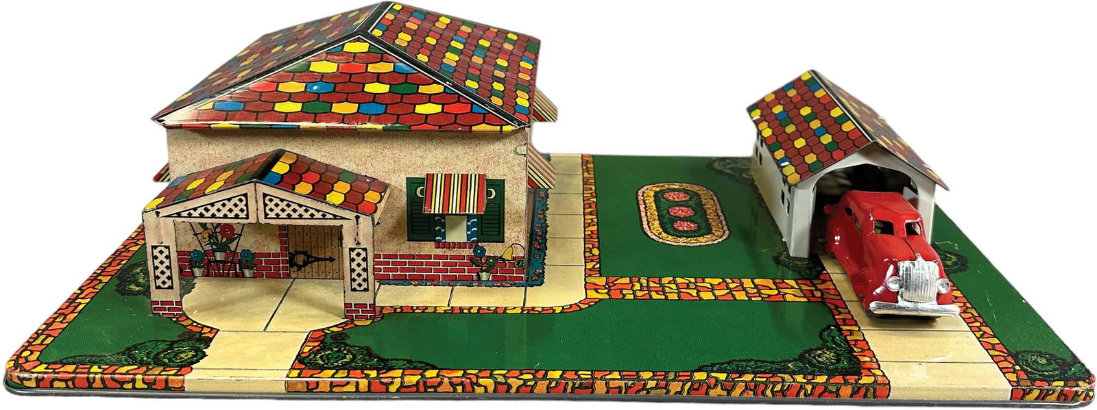 MARX HOUSE & GARAGE PLATFORM TOY (1 of 5)