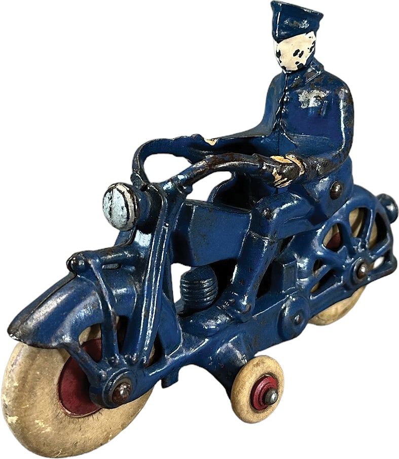 AC WILLIAMS POLICE MOTORCYCLE: 429. AC WILLIAMS POLICE MOTORCYCLE | 7" l. | Some repaint to neck and head, (Excellent Condition) | $200 - $400
