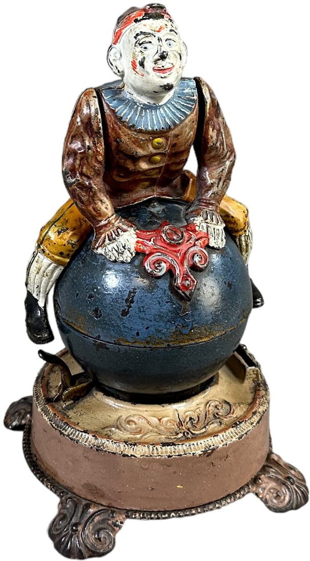 CLOWN ON GLOBE MECHANICAL BANK (1 of 8)