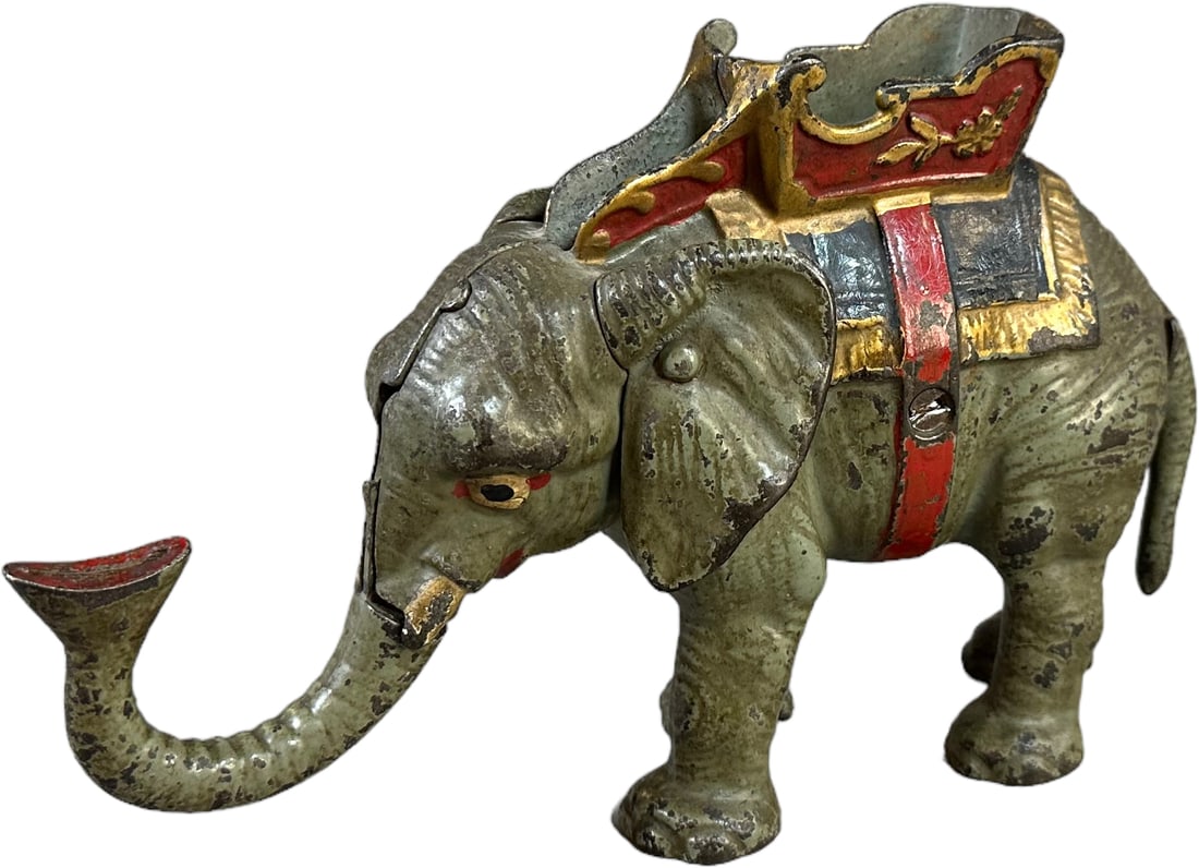 ELEPHANT W/ HOWDAH MECHANICAL BANK (1 of 5)