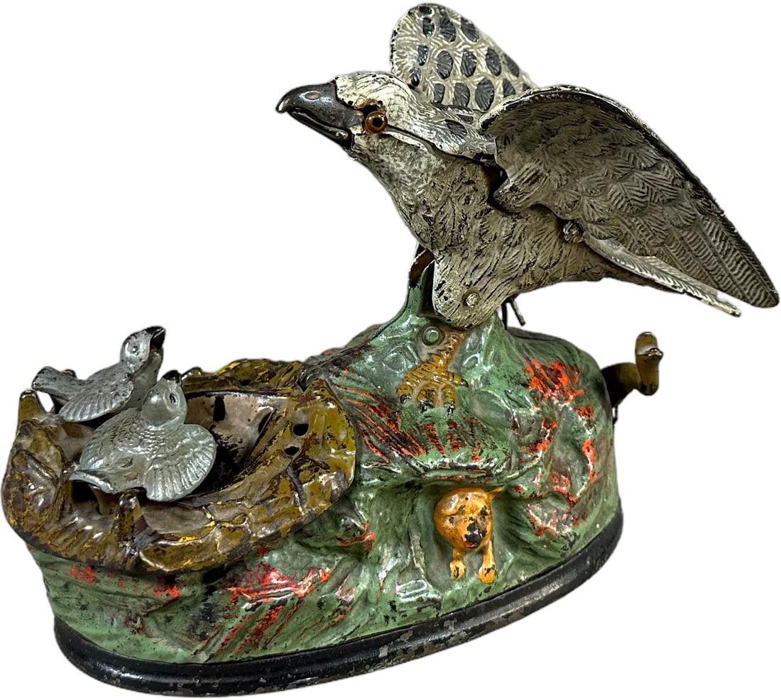 EAGLE & EAGLETS MECHANICAL BANK (1 of 7)