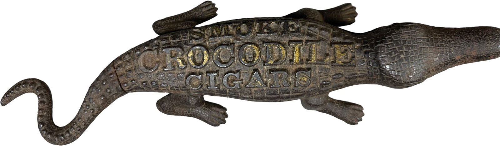 CROCODILE CIGARS CAST IRON MATCH SAFE (1 of 6)