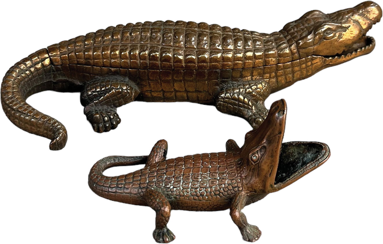 TWO CAST IRON  ALLIGATOR/CROCODILE CIGAR HOLDERS (1 of 5)